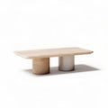 Mesa de centro retangular em mármore com base em dois cilindros 30 x 15 x 10cm