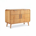 Aparador de madeira natural com design moderno 90 x 40 x 75cm